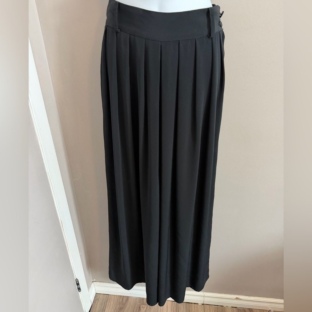 Vintage Louben Black Pleated Wide Leg high waisted Palazzo Dress Pants Size 8
